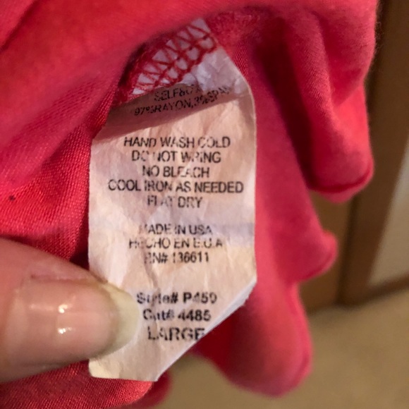 Trendy pink and black striped and floral tee, L - Picture 4 of 4